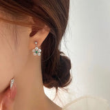 Zircon Flower Stud Earrings 925 Sterling Silver Wedding Jewelry