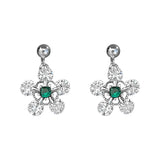 Zircon Flower Stud Earrings 925 Sterling Silver Wedding Jewelry