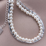 Multilayer Chains Silver Beaded Bracelet for Women N770