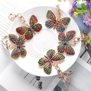 Crystal Butterfly Alloy Keychain Car Key Holder Bag Charm Gift Women Keyring