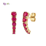 Crystal Curved Stud Earrings 925 Sterling Silver Women's Birthday