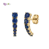 Crystal Curved Stud Earrings 925 Sterling Silver Women's Birthday