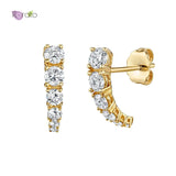 Crystal Curved Stud Earrings 925 Sterling Silver Women's Birthday