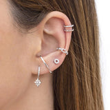 Crystal Flower Pendant Earrings 925 Sterling Silver CZ Hoop Earrings