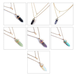 Crystal Moon Choker Hexagonal Gemstone Necklace