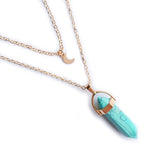 Crystal Moon Choker Hexagonal Gemstone Necklace