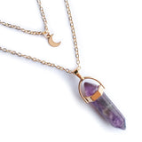 Crystal Moon Choker Hexagonal Gemstone Necklace