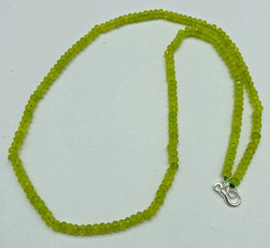 Cyan 2x4mm Faceted Bead Necklace 18 Inch Women's Charm Necklace