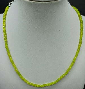 Cyan 2x4mm Faceted Bead Necklace 18 Inch Women's Charm Necklace