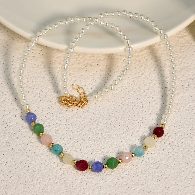 DIY Beaded Agate Choker Women Necklace