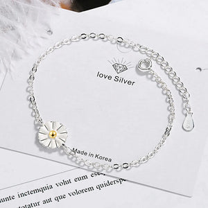 Daisy Bracelet Silver Link Chain Adjustable Bracelet Birthday Gift