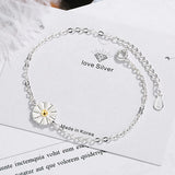 Daisy Bracelet Silver Link Chain Adjustable Bracelet Birthday Gift