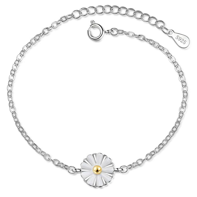 Daisy Bracelet Silver Link Chain Adjustable Bracelet Birthday Gift