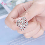 Crystal Peacock Opening Ring 925 Sterling Silver Jewelry