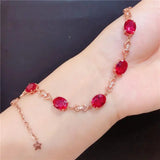 14K Rose Gold Plated Star Bangle with Purple Ruby Inlays
