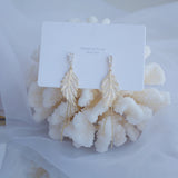 Leaf Tassel Stud Earring 14k Plated Zircon Bohemia Jewelry
