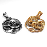 Double Snake Pendant Stainless Steel Jewelry Animal Biker Mens Pendant