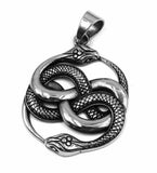 Double Snake Pendant Stainless Steel Jewelry Animal Biker Mens Pendant