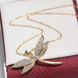Dragonfly Pendant Necklace Crystal Jewelry Lady Party Accessories