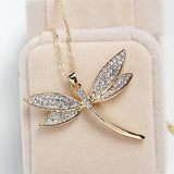Dragonfly Pendant Necklace Crystal Jewelry Lady Party Accessories