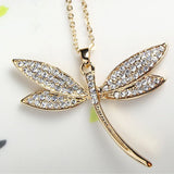 Dragonfly Pendant Necklace Crystal Jewelry Lady Party Accessories