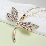 Dragonfly Pendant Necklace Crystal Jewelry Lady Party Accessories