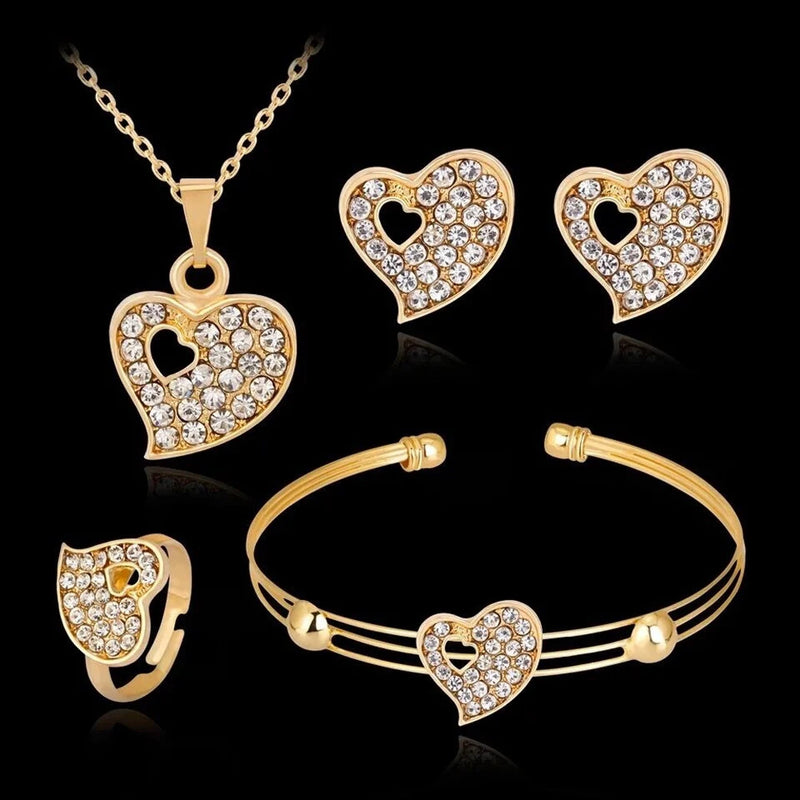 Heart Pendant Double Heart Jewelry Set