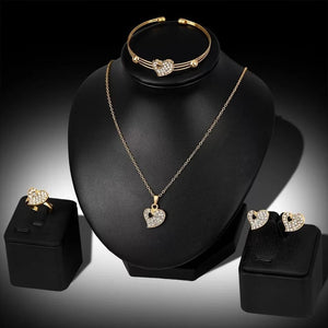 Heart Pendant Double Heart Jewelry Set