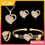 Heart Pendant Double Heart Jewelry Set