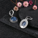 Oval Natural Kyanite 925 Silver Earring Women Gems Jewelry Party Gift Hoop