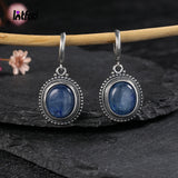 Oval Natural Kyanite 925 Silver Earring Women Gems Jewelry Party Gift Hoop