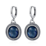 Oval Natural Kyanite 925 Silver Earring Women Gems Jewelry Party Gift Hoop