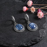 Oval Natural Kyanite 925 Silver Earring Women Gems Jewelry Party Gift Hoop