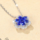 Royal Flower Pendent Necklace for Women Plated Zircon Clavicle Chain