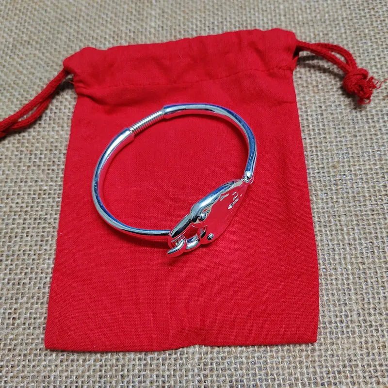 Electroplating 925 Silver Heart Lock Bracelet Female Jewelry