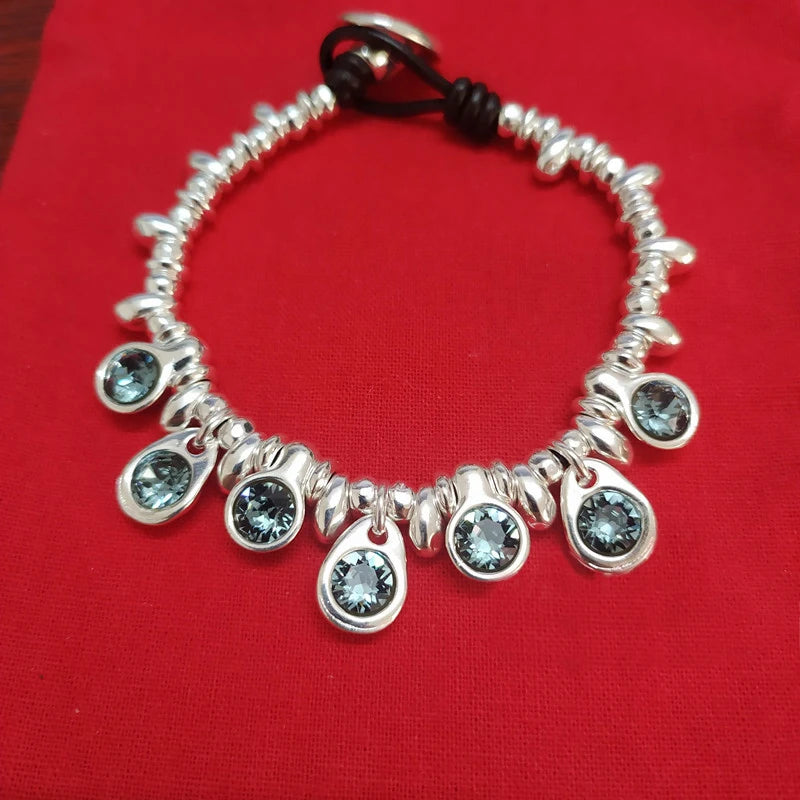 925 Silver Green Crystal Bracelet Jewelry