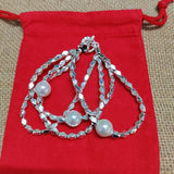 925 Silver Four Chains Retro Bracelet Female Pearl Jewelry