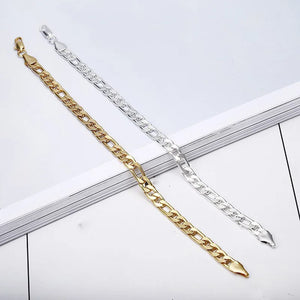 18K Filled Bracelet 6MM Jewelry Chain Men Women Size