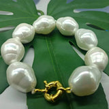 Large Shell Pearl Bracelet 7.5 Inch Boutique Ladies Jewelry Gift