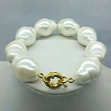 Large Shell Pearl Bracelet 7.5 Inch Boutique Ladies Jewelry Gift