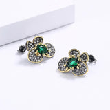 Green Zircon Flower Silver Earrings Wedding Bridal Gift