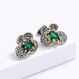 Green Zircon Flower Silver Earrings Wedding Bridal Gift
