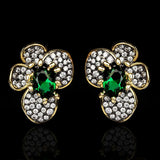 Green Zircon Flower Silver Earrings Wedding Bridal Gift
