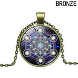 Cube Sacred Geometry Photo Convex Glass Pendant Necklace