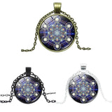 Cube Sacred Geometry Photo Convex Glass Pendant Necklace
