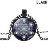 Cube Sacred Geometry Photo Convex Glass Pendant Necklace