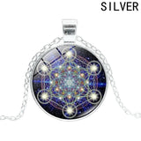 Cube Sacred Geometry Photo Convex Glass Pendant Necklace