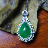 Green Agate Silver Plated Zircon Necklace for Woman