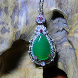 Green Agate Silver Plated Zircon Necklace for Woman