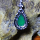 Green Agate Silver Plated Zircon Necklace for Woman